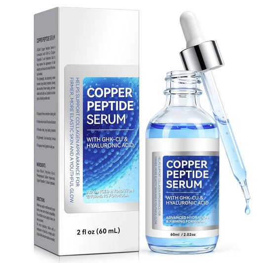 Copper Peptides Serum for Face with Ghk-Cu, 2 Fl Oz Anti-Aging Moisturizer for Fine Lines & Skin Elasticity - Piercing Aftercare Solution