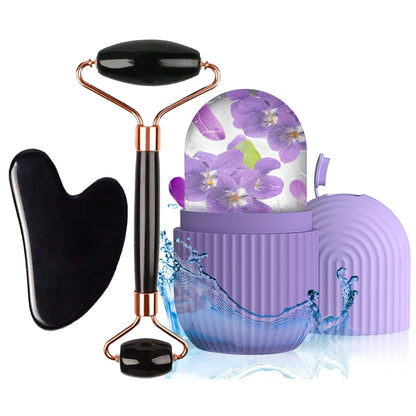 Ice Face Roller Facial Ice Roller Set, Facial Roller Gua Sha Face Tool Set,Massage Tool Roller Lifting Contouring Tool Mold Cube